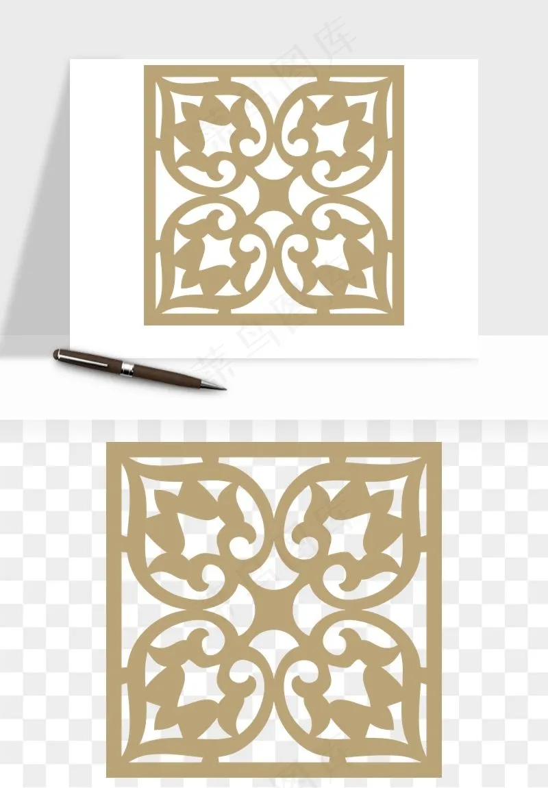 中式镂空古典图案png免抠