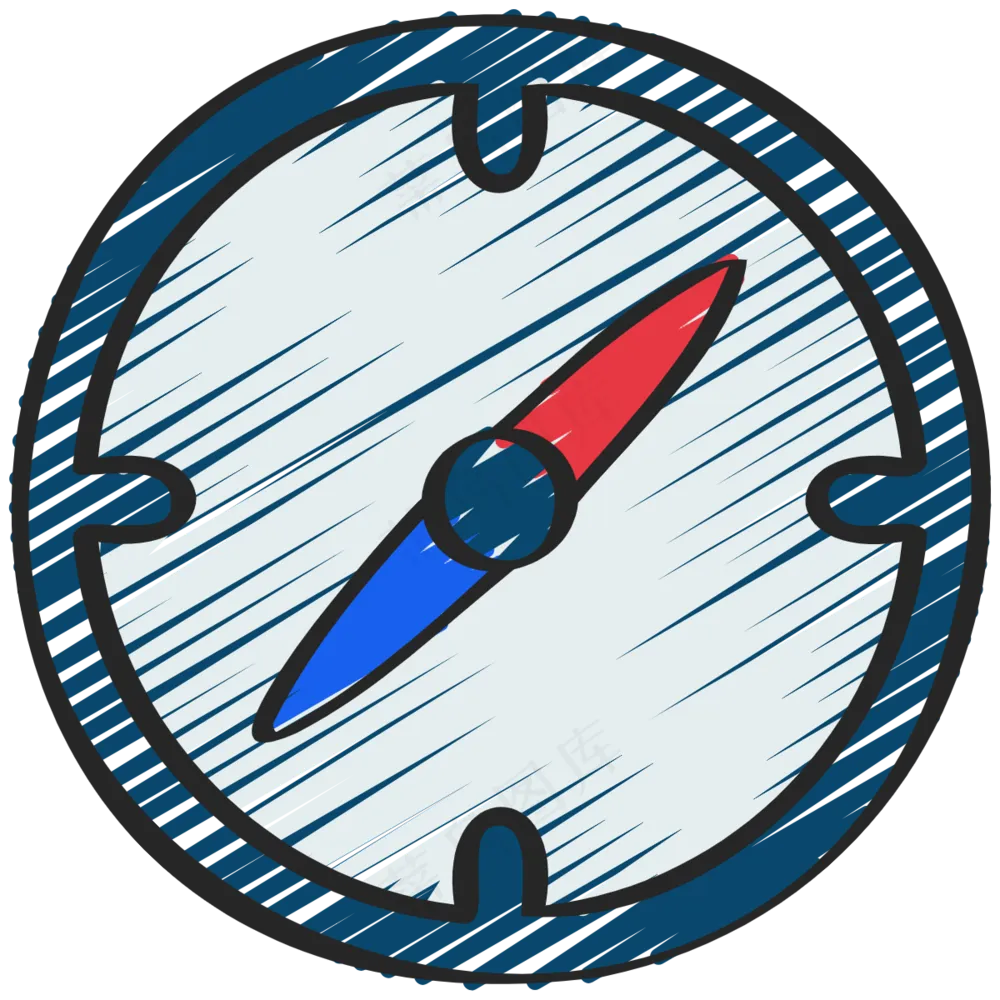 指南针 铅笔手绘图标 icon