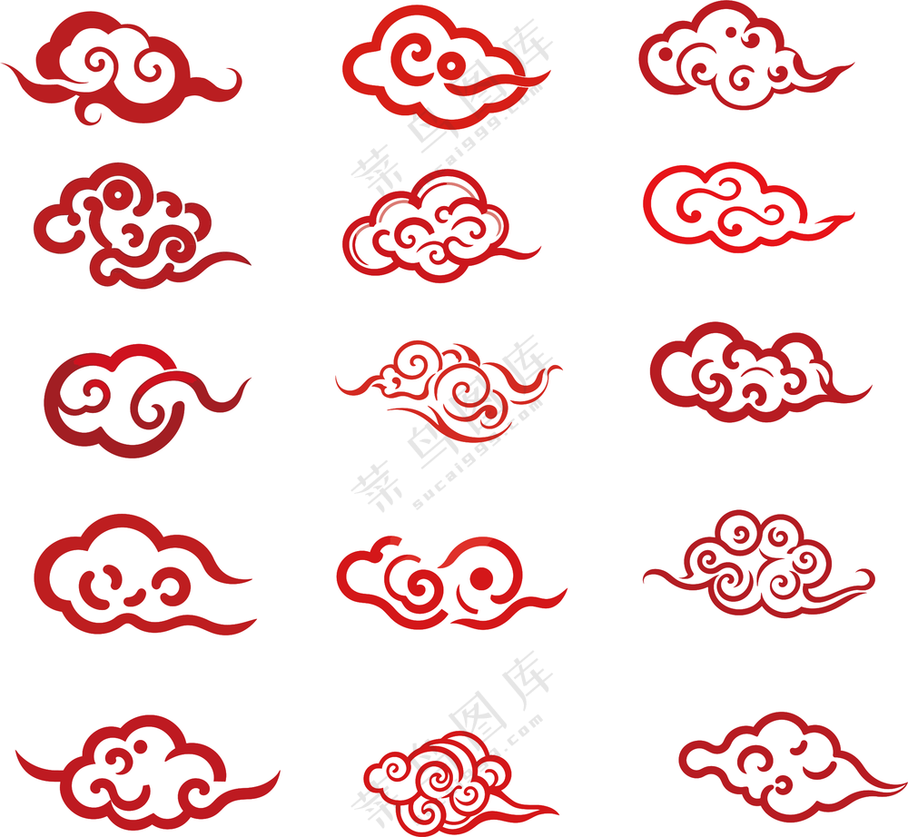 祥云，国潮祥云，春节，喜庆，红色简约风，祥云图案