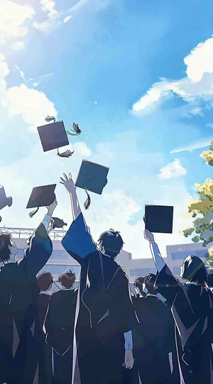 学生毕业季考试青春插画背景