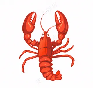 大龙虾海洋海鲜卡通插画免抠