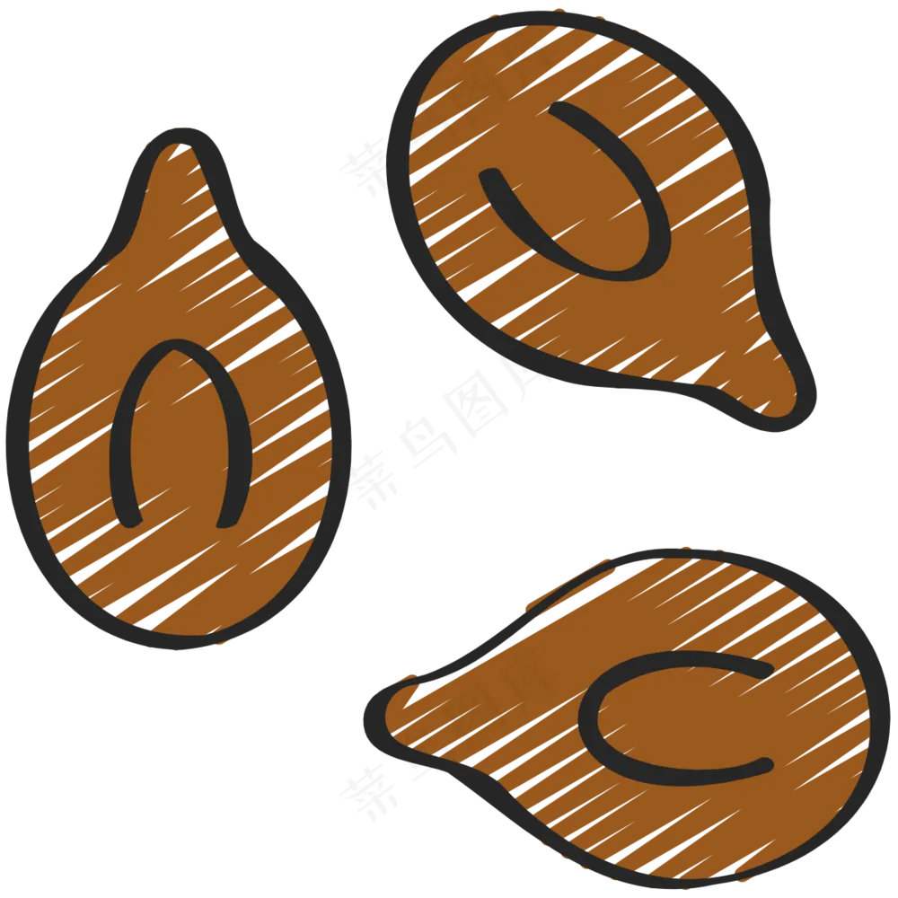 亚麻籽 flaxseed 绿色健康食品 铅笔手绘图标icon