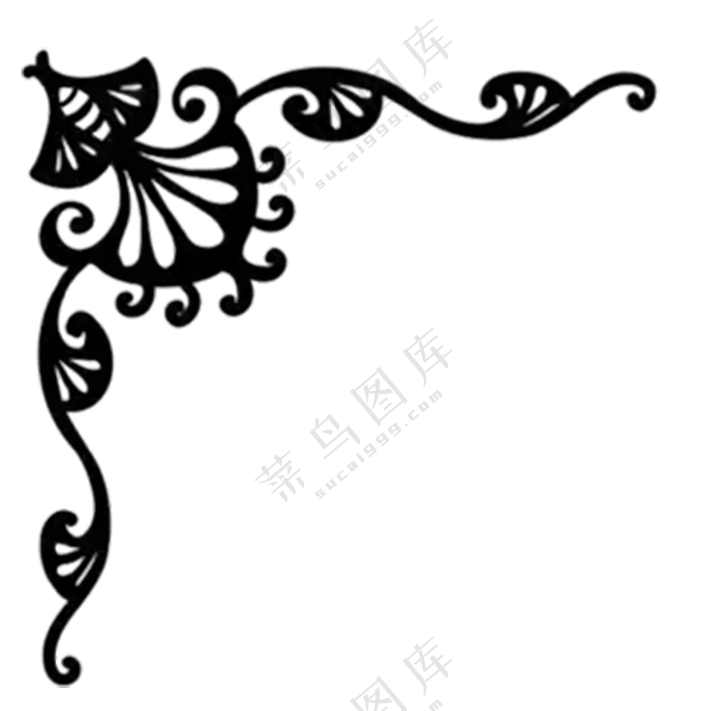 黑色小众复古边框免扣图