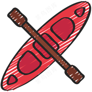 独木舟 铅笔手绘图标icon