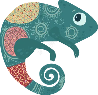 绿色蜥蜴 壁虎 四脚蛇  波西米亚风格花纹小动物