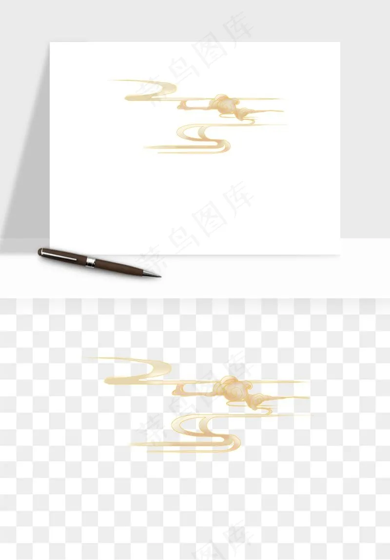 国潮线条祥云装饰png免抠