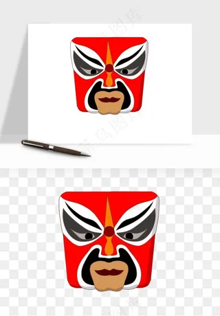 手绘戏剧脸谱卡通面具png免抠