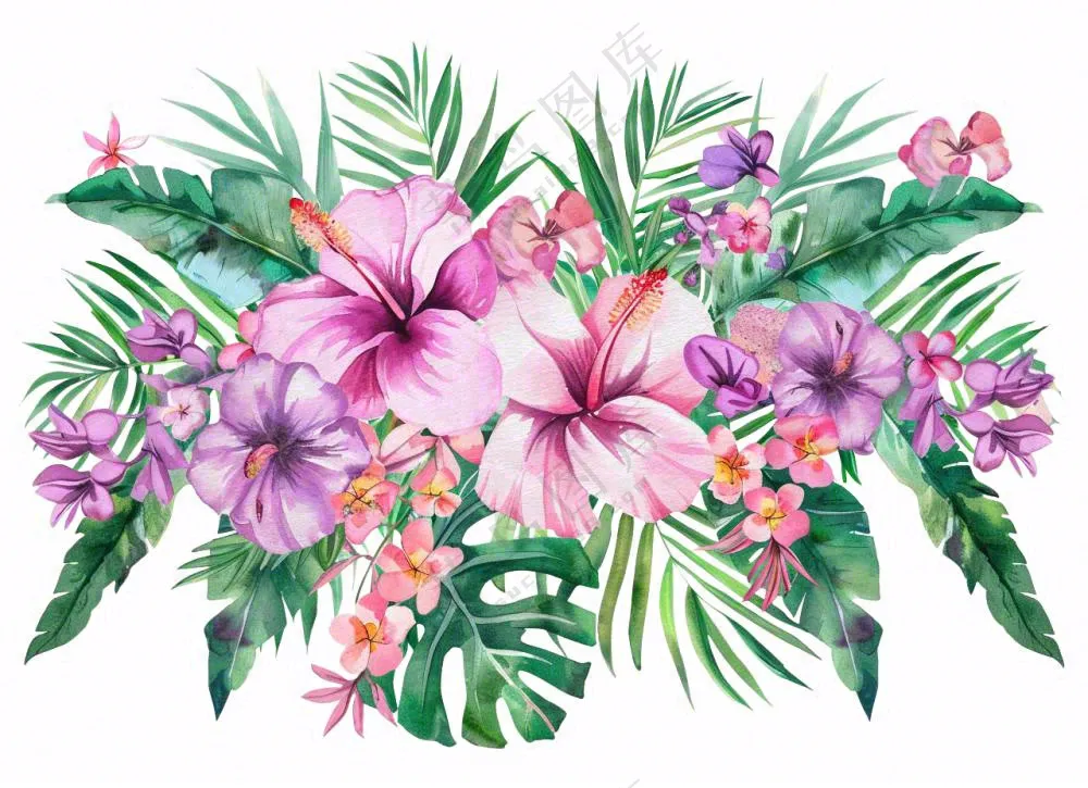 花艺插画植物花朵水彩免抠