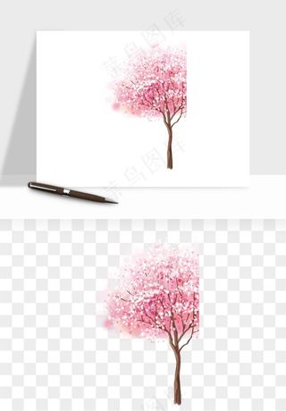 手绘樱花树png免抠