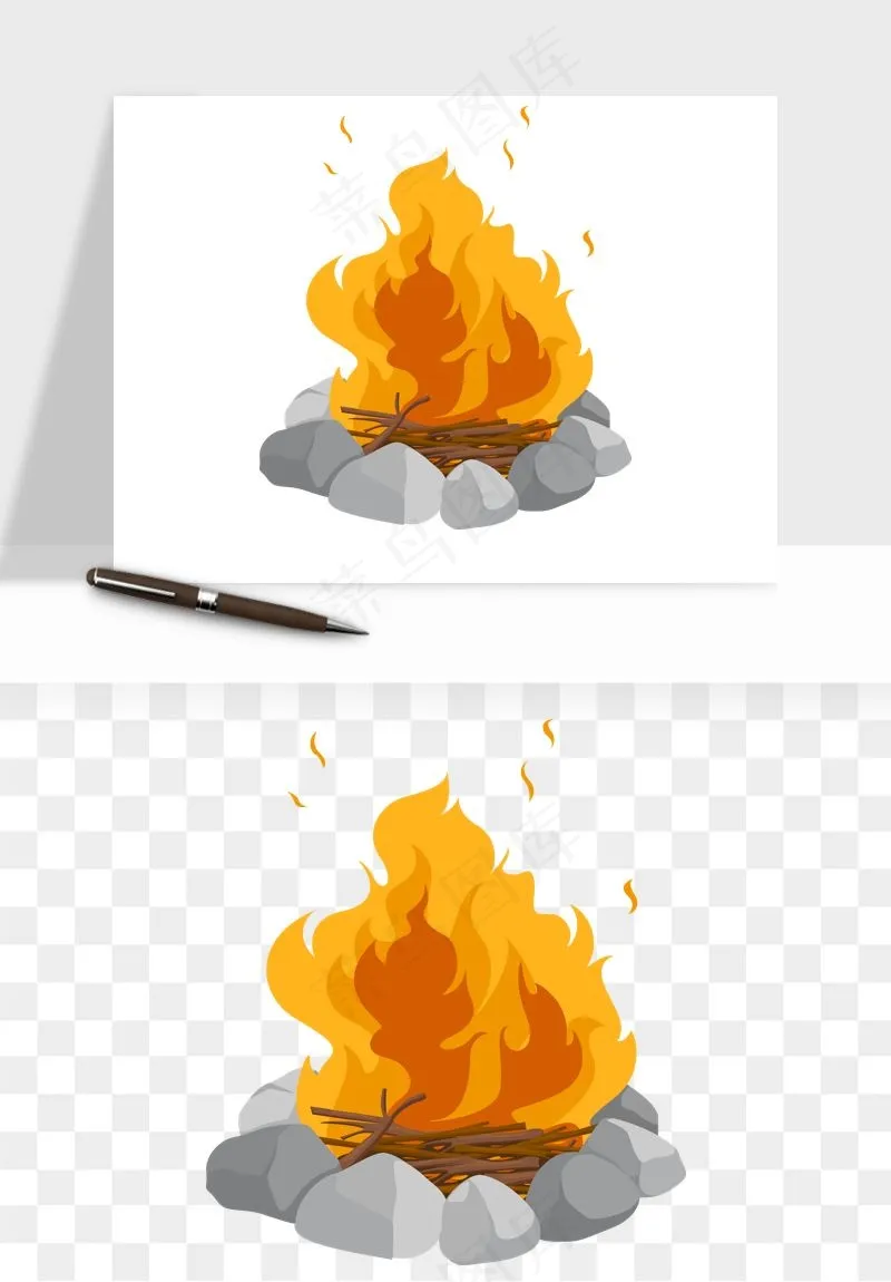 帐篷露营篝火png免抠