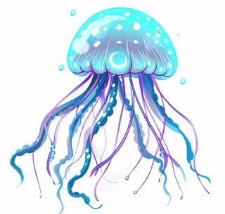 水母海洋动物卡通插画免抠