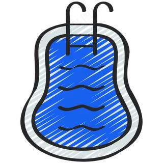 游泳池 铅笔手绘图标icon