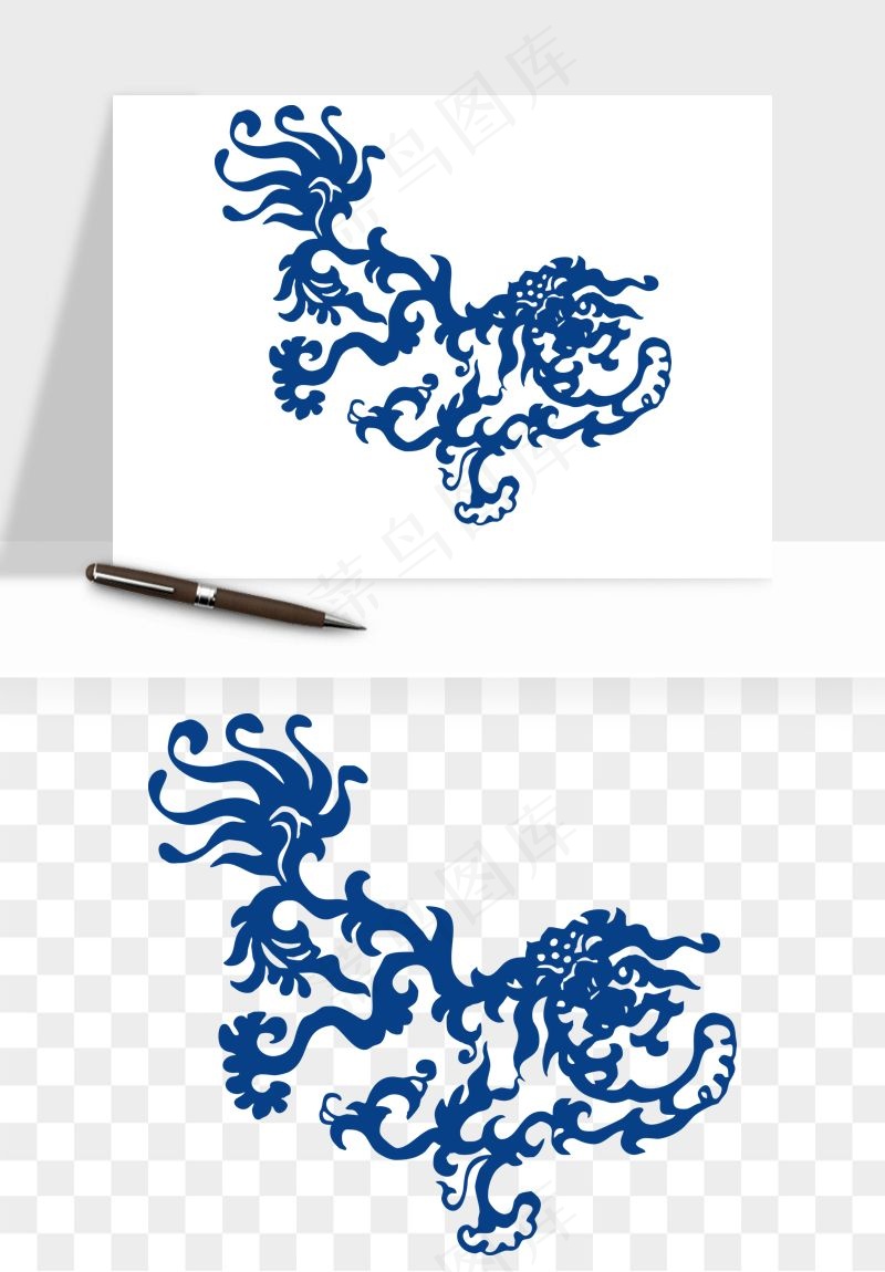 青花瓷花纹花卉图案png免抠