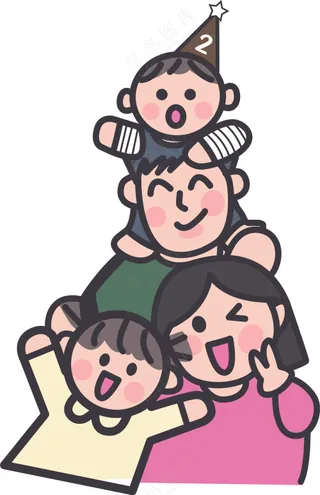 一家四口卡通画