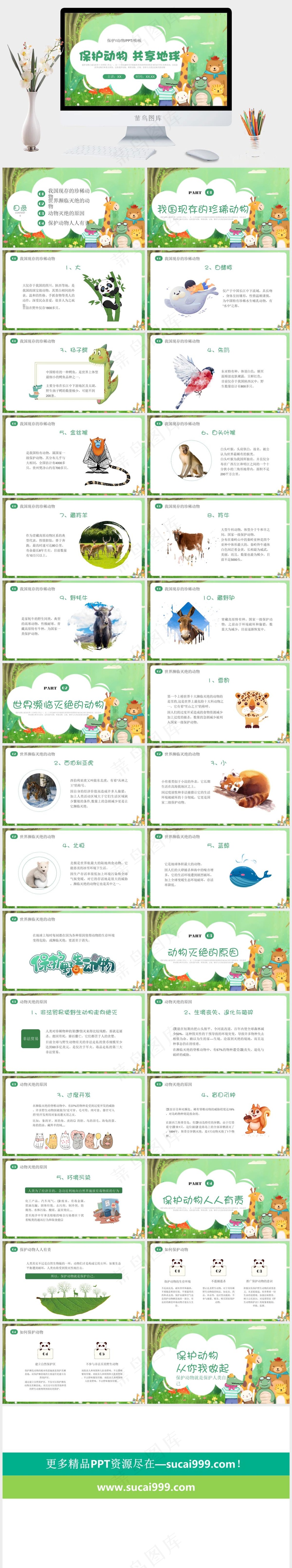 保护野生动物绿色环保PPT