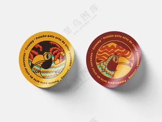 圆形不干胶贴纸logo标签样机psd模板-2