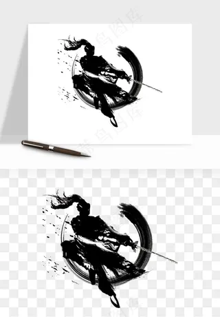 水墨江湖侠客武侠剪影png免抠