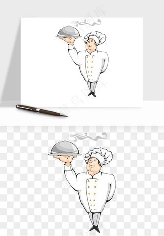 手绘厨师大厨png免抠