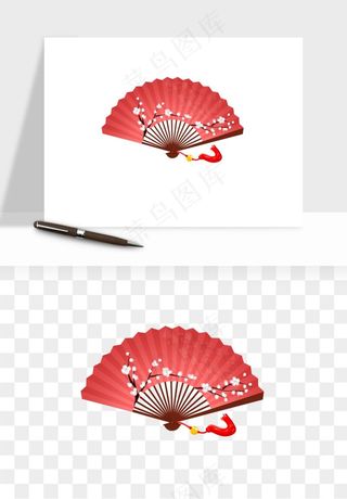 古风扇子元素png免抠