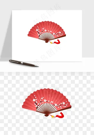 古风扇子元素png免抠