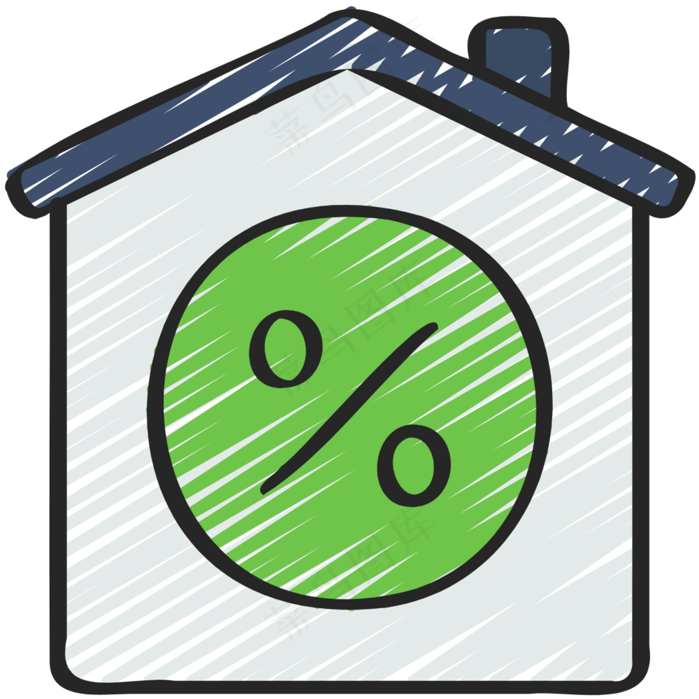买房投资回报率 铅笔手绘图标icon