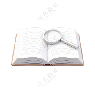 打开的书上放着放大镜