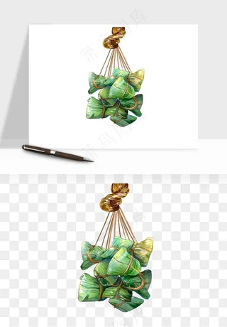 国潮粽子手绘肉粽png免抠