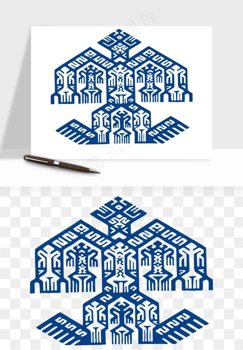 青花瓷花纹花卉图案png免抠