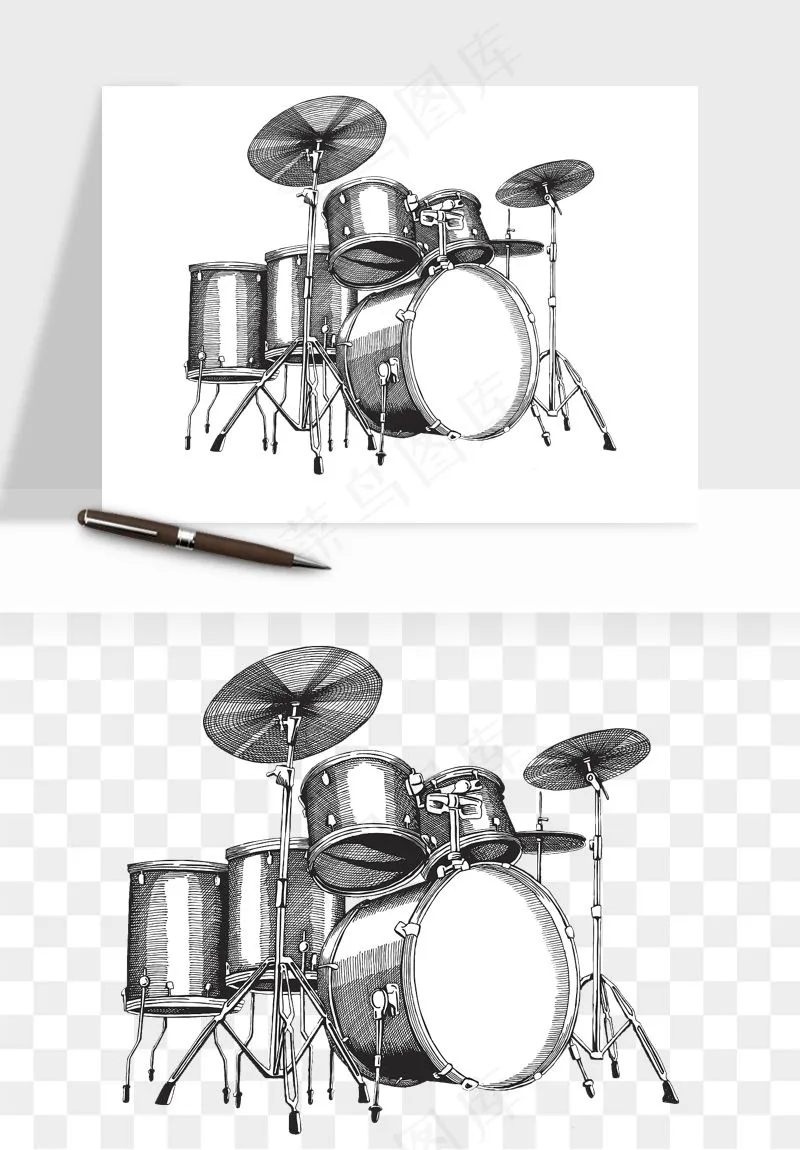 摇滚架子鼓乐器png免抠
