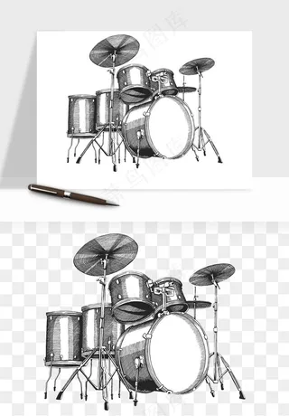摇滚架子鼓乐器png免抠