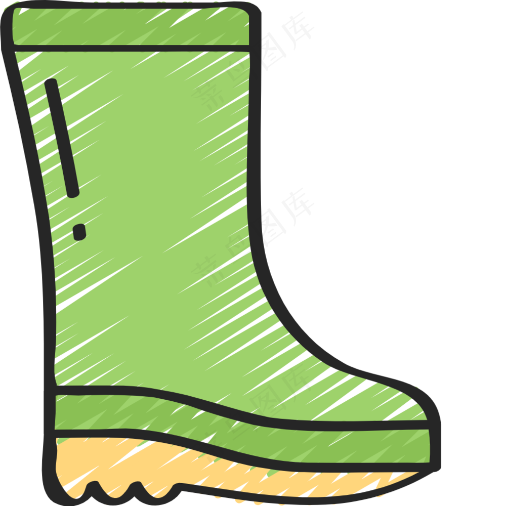 绿色雨鞋 铅笔手绘图标icon