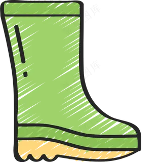 绿色雨鞋 铅笔手绘图标icon