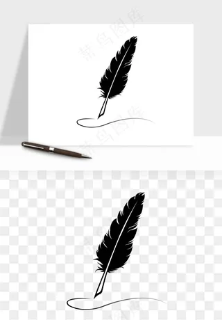 复古羽毛笔png免抠
