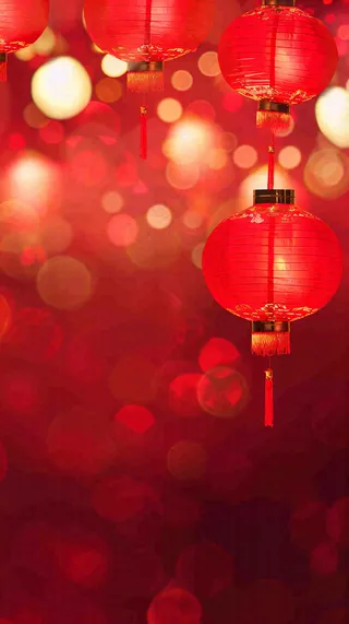 新春佳节红灯笼高挂灯火通明红色喜庆庆祝小年除夕夜元宵摄影图