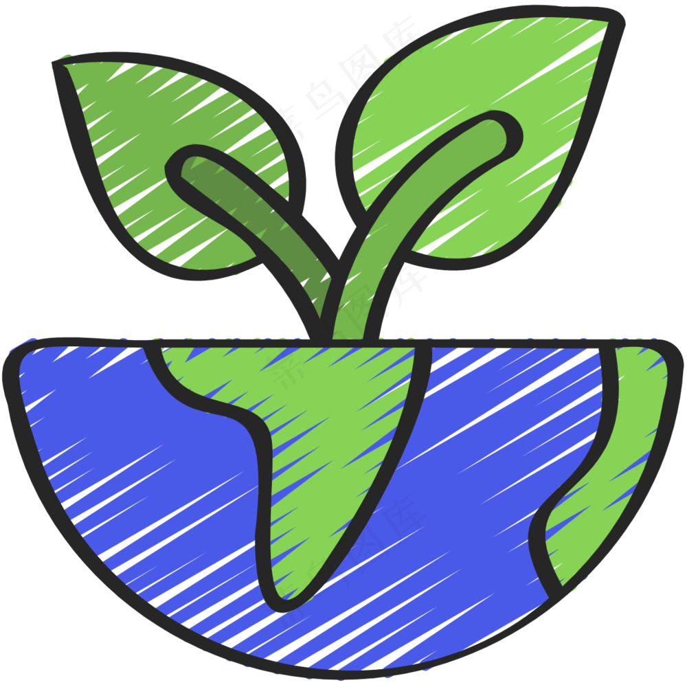 地球上一片叶子 铅笔手绘图标icon