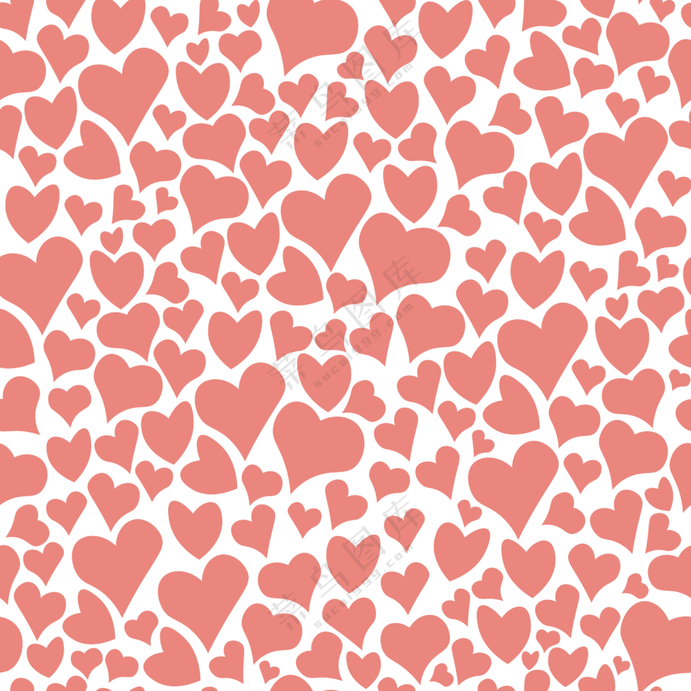 四方连续多种红色桃心图案免抠素材