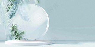 美妆护肤3d展台清新背景