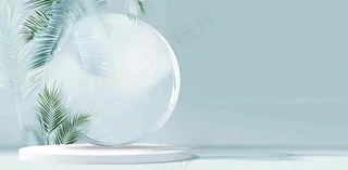 美妆护肤3d展台清新背景