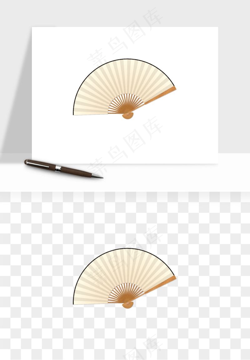 古风扇子元素png免抠