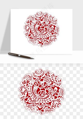 传统窗花剪纸图案png免抠