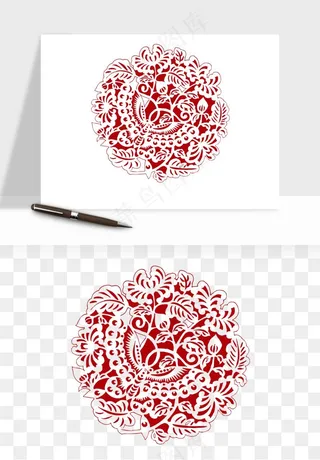 传统窗花剪纸图案png免抠