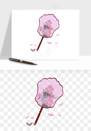 古风扇子元素png免抠