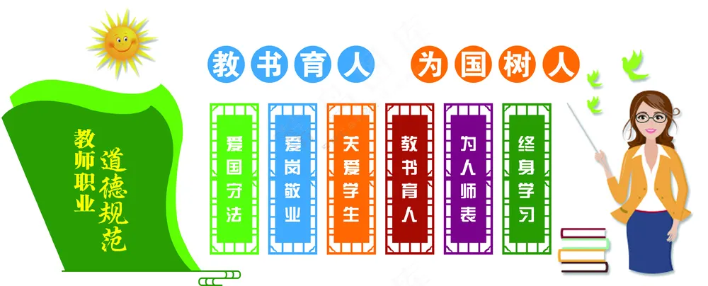 教书育人为国树人 教师职业道德 宣传栏