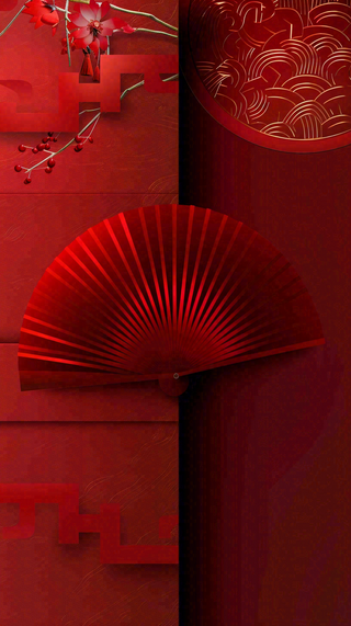 中国红立体元素节日喜庆大气庆祝小年除夕夜新年国庆背景