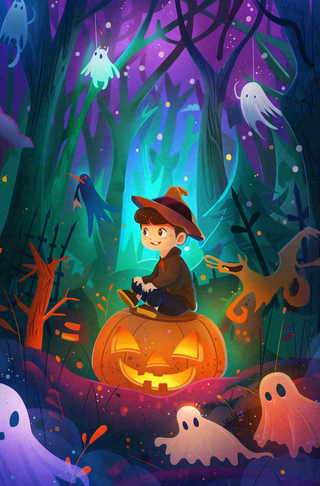 万圣节南瓜灯捣蛋恐怖背景