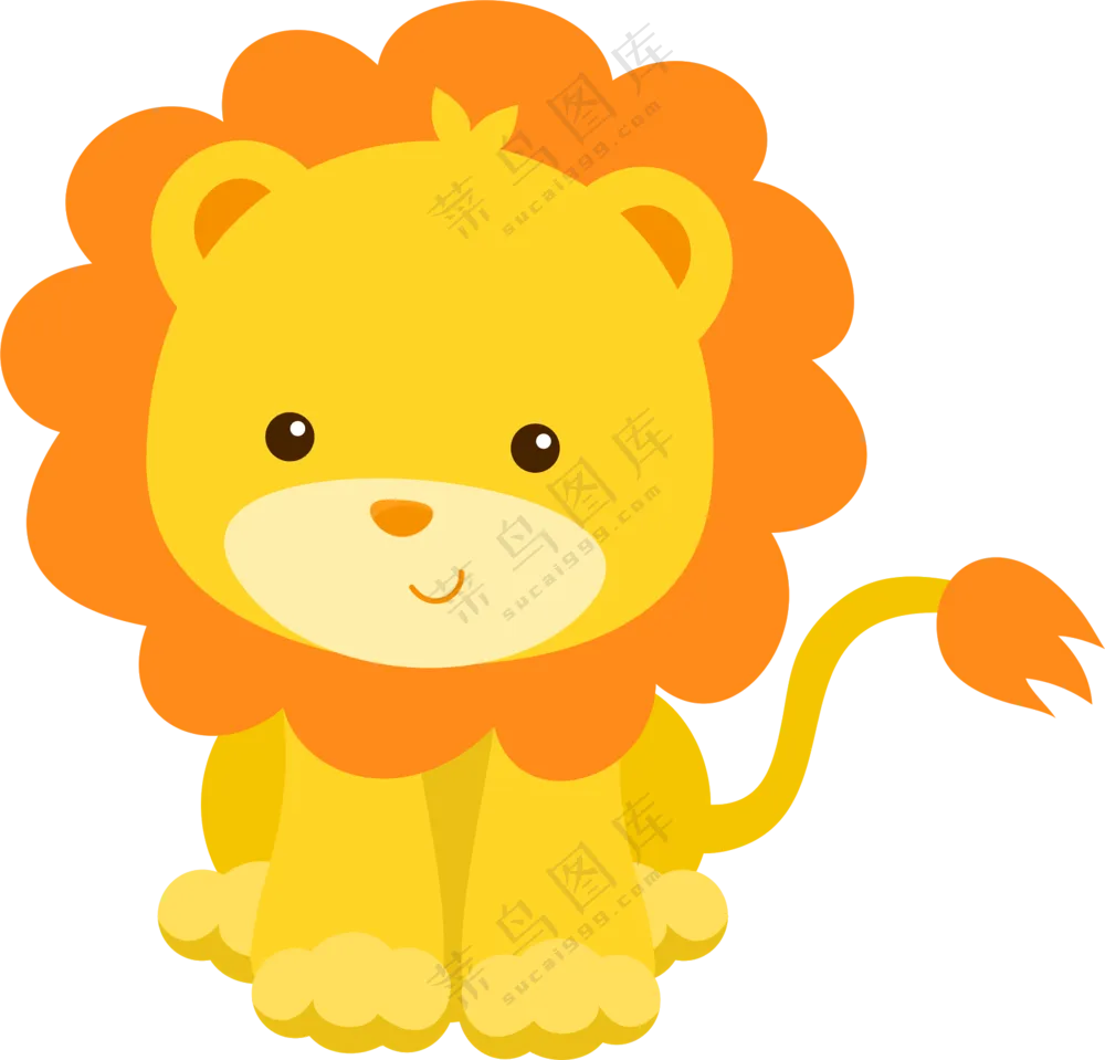 手绘绘画可爱的小狮子免抠图片素材