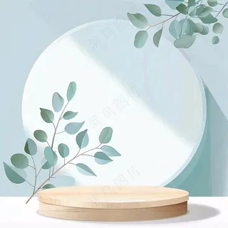 美妆护肤3d展台清新背景