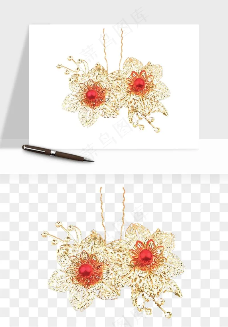 古风发簪头饰配饰png免抠