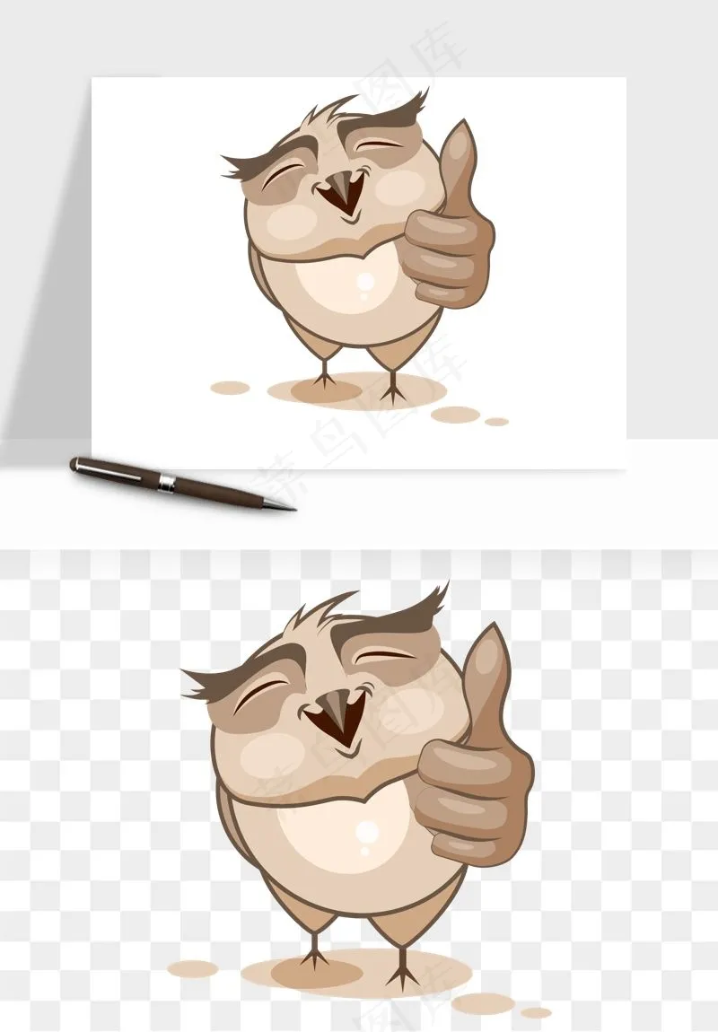 卡通手绘猫头鹰png免抠