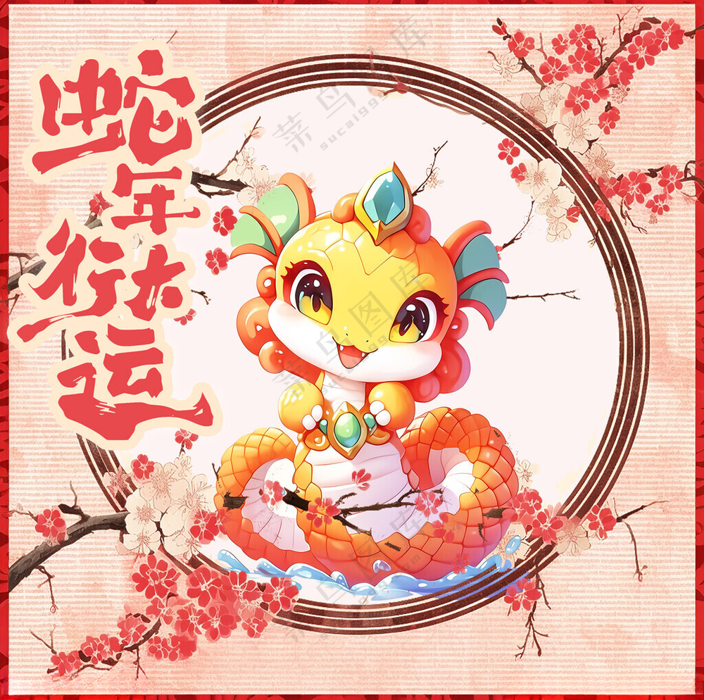 蛇年海报卡通小蛇蛇素材